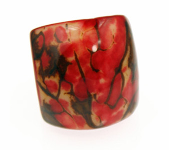 Eco-Chic Tagua Nut Marble Ring - Red