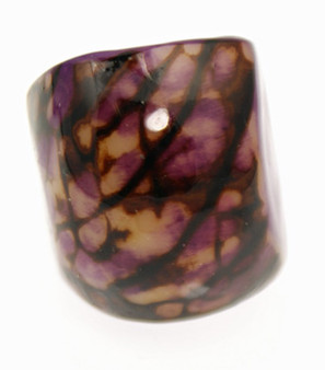 Eco-Chic Tagua Nut Marble Ring - Purple