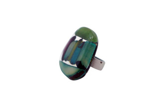 Mosaic Tagua and Resin Ring - Summer Cool