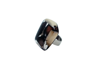 Mosaic Tagua and Resin Ring - Elegant